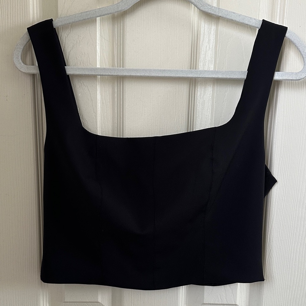House of Harlow cropped black top.